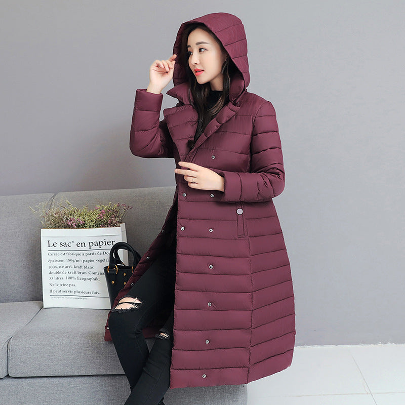 Chic Mid-Length Hooded Down Jacket